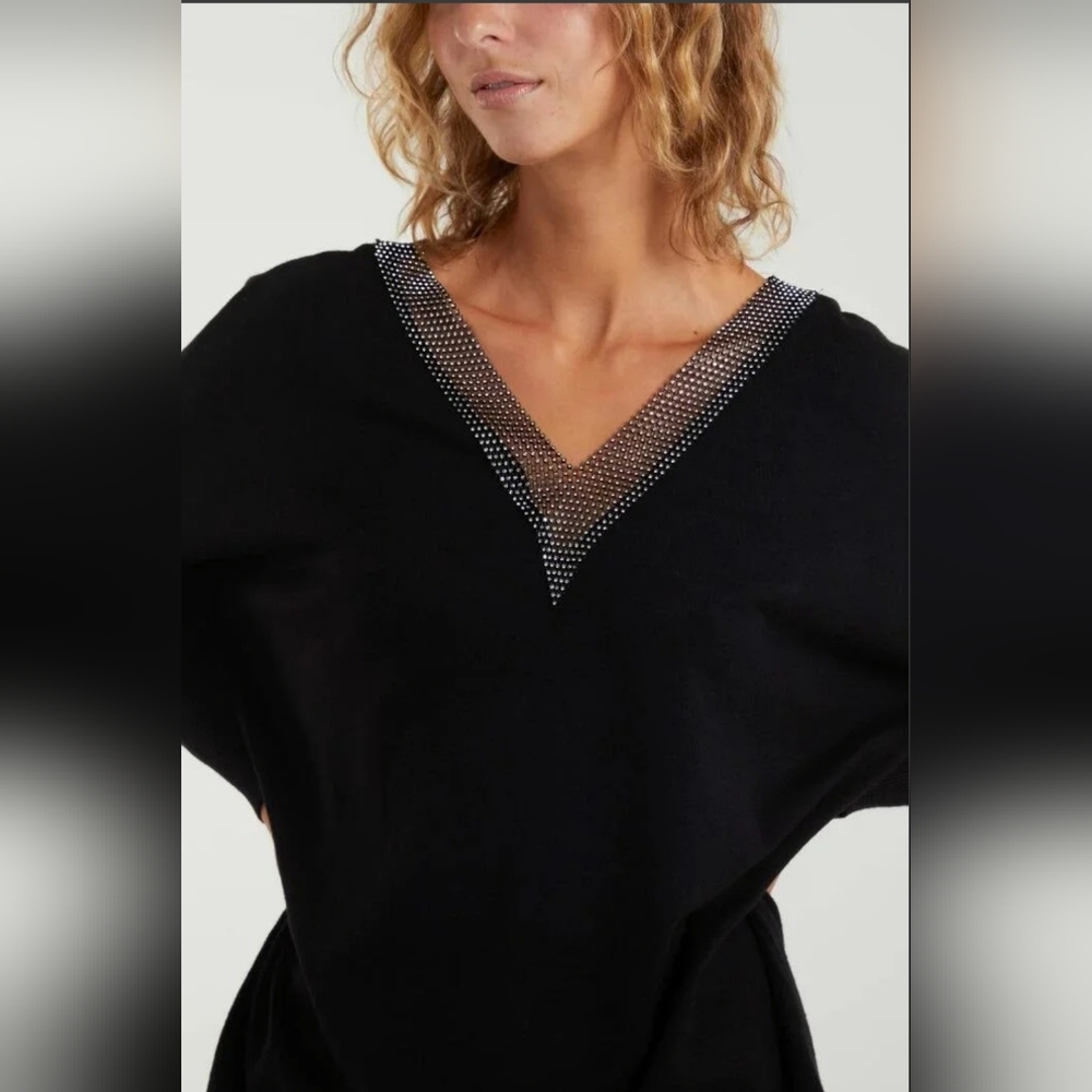 ML Blue vanilla V-Neck Jumper Festival Cocktail Casual Clubwear Goth Grunge Rock